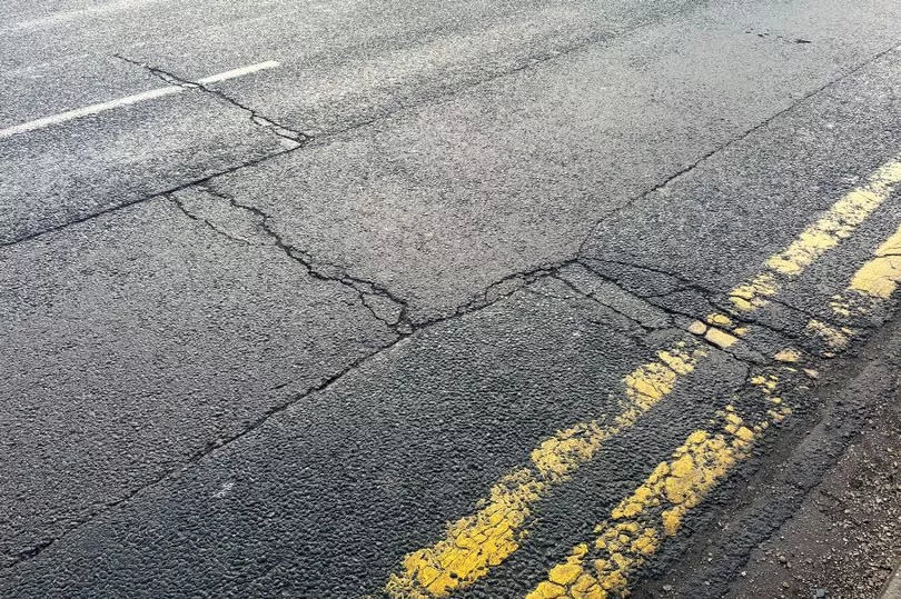 Damage to the road surface at Walker Street, in Hull, which will be undergoing essential repairs