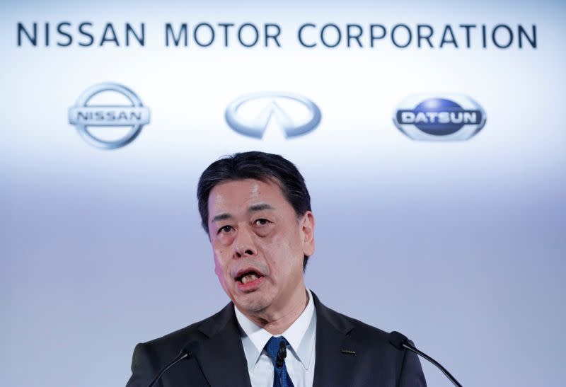 Nissan Motor Co CEO Makoto Uchida speaks during a news conference at its headquarters in Yokohama