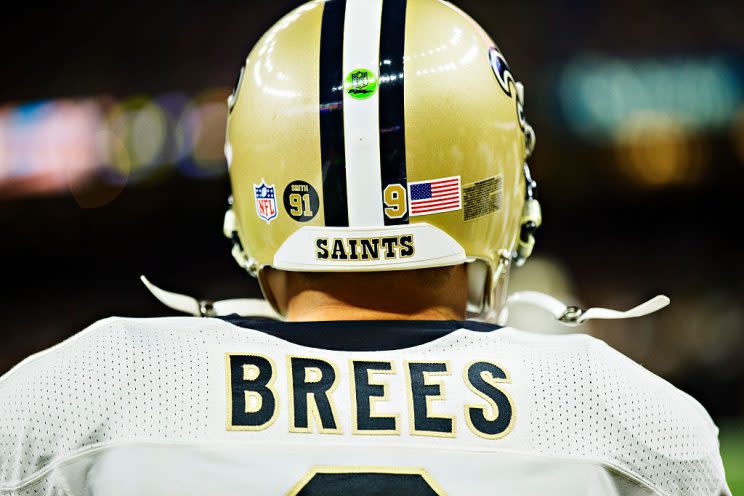 Drew Brees could easily be fantasy's top-scoring QB, and he's not even the first (or second) Saint selected on draft day. (Photo by Wesley Hitt/Getty Images)