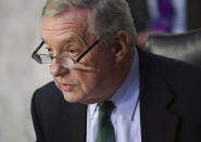 Sen. Dick Durbin, D-Ill., speaks during the confirmation hearing for Supreme Court nominee Amy Coney Barrett, before the Senate Judiciary Committee, Tuesday, Oct. 13, 2020, on Capitol Hill in Washington. (Kevin Dietsch/Pool via AP)