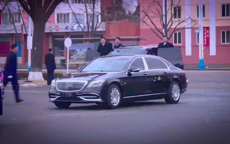 Grabs from KCTV bulletin of Kim Jong Un's new Maybach sedan