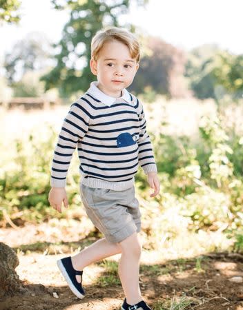 Britain's Prince George is seen in this photograph taken at his home in Norfolk in mid-July, and released by Kensington Palace to mark his third birthday, in London, Britain July 22, 2016. Mandatory Credit. Matt Porteous/Duke and Duchess of Cambridge/Handout via REUTERS