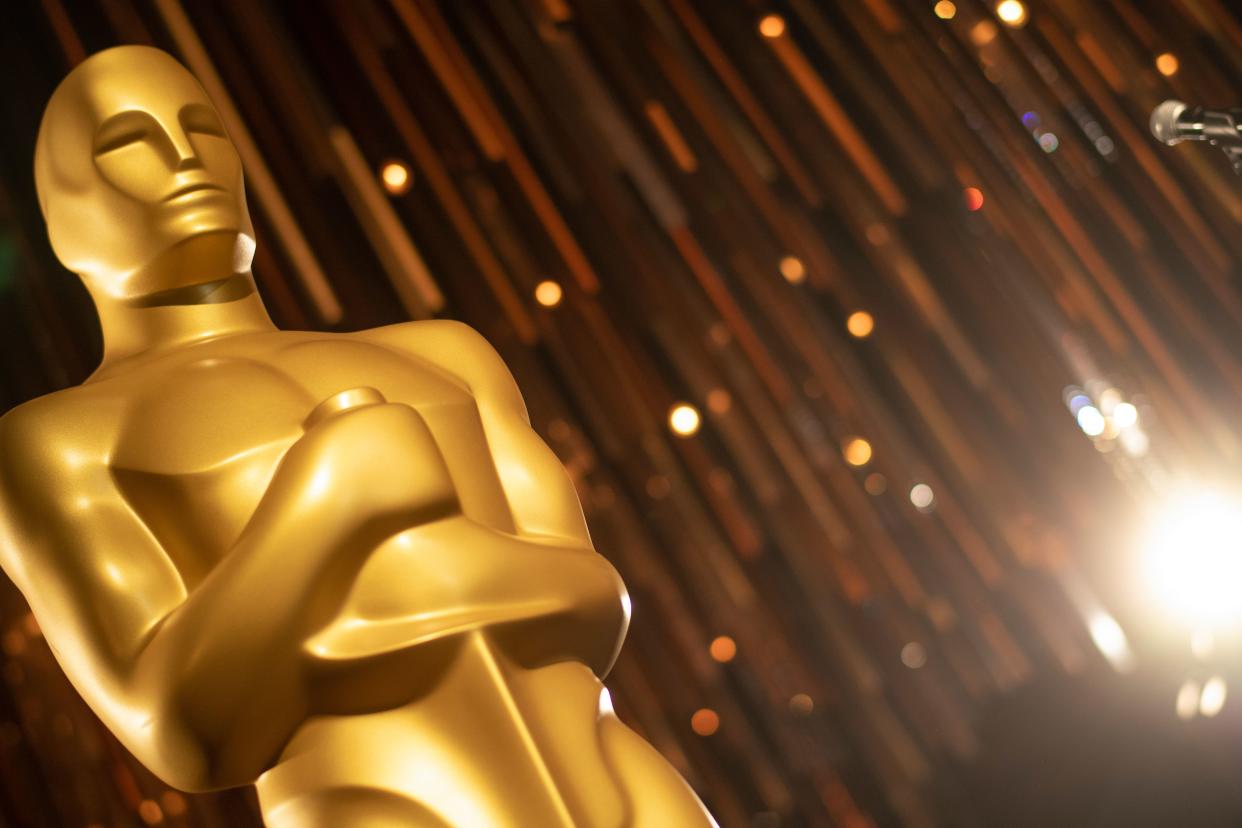 An Oscar Statue is displayed at the 92nd Annual Academy Awards Governors Ball press preview at The Ray Dolby Ballroom at Hollywood & Highland Center, in Hollywood, California, on January 31, 2020. (Photo by VALERIE MACON / AFP) (Photo by VALERIE MACON/AFP via Getty Images)