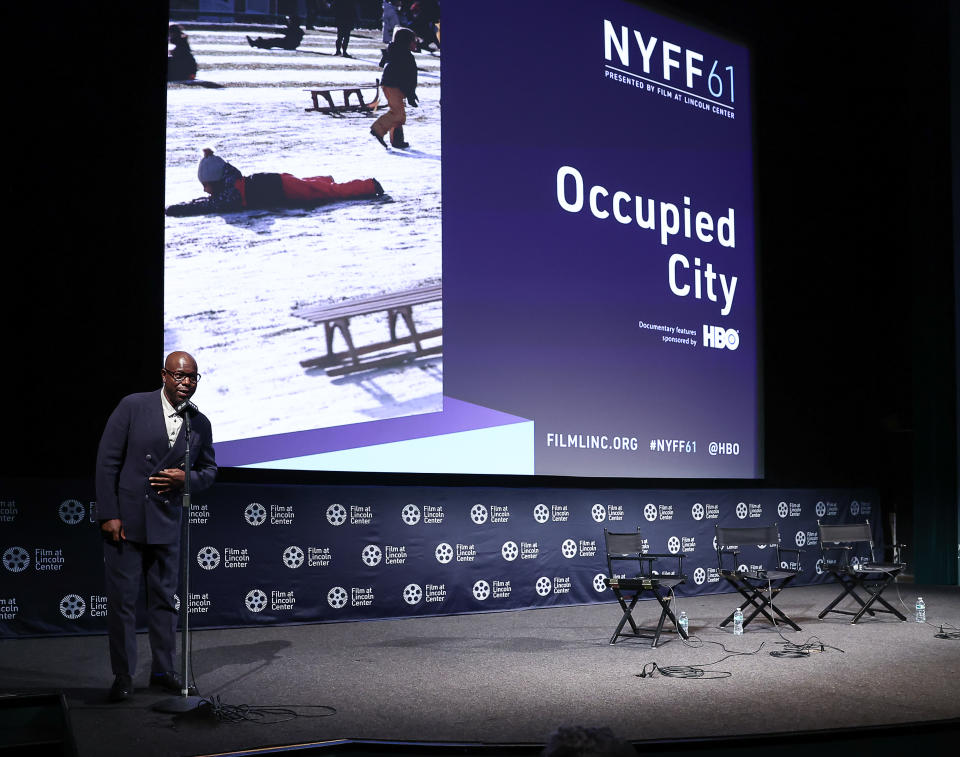 NEW YORK, NEW YORK - OCTOBER 01: Steve McQueen introduces 