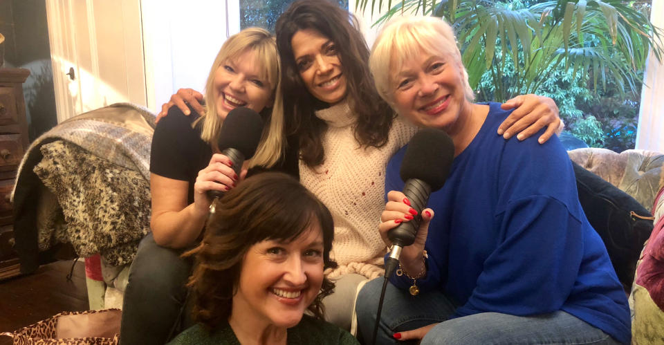 Welch recording ‘White Wine Question Time’ with host Kate Thornton and friends Angela Lonsdale and Jenny Powell.