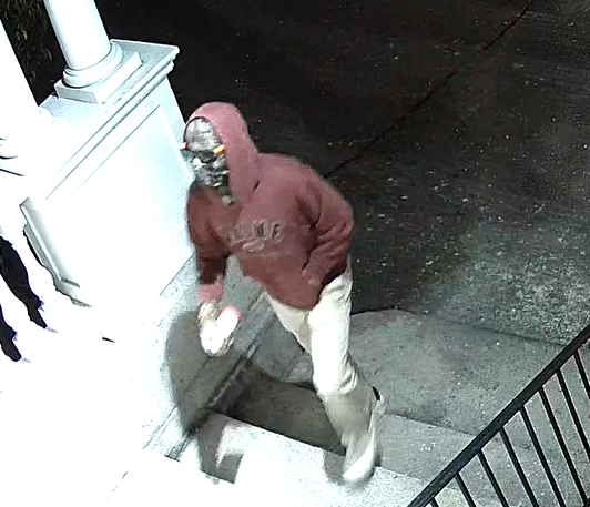 Portsmouth police released an additional image of the person seen on surveillance footage spray painting hateful graffiti on numerous locations in and around downtown early Tuesday, Feb. 21, 2023. City police are investigating the widespread incident alongside the New Hampshire Attorney General's Office.