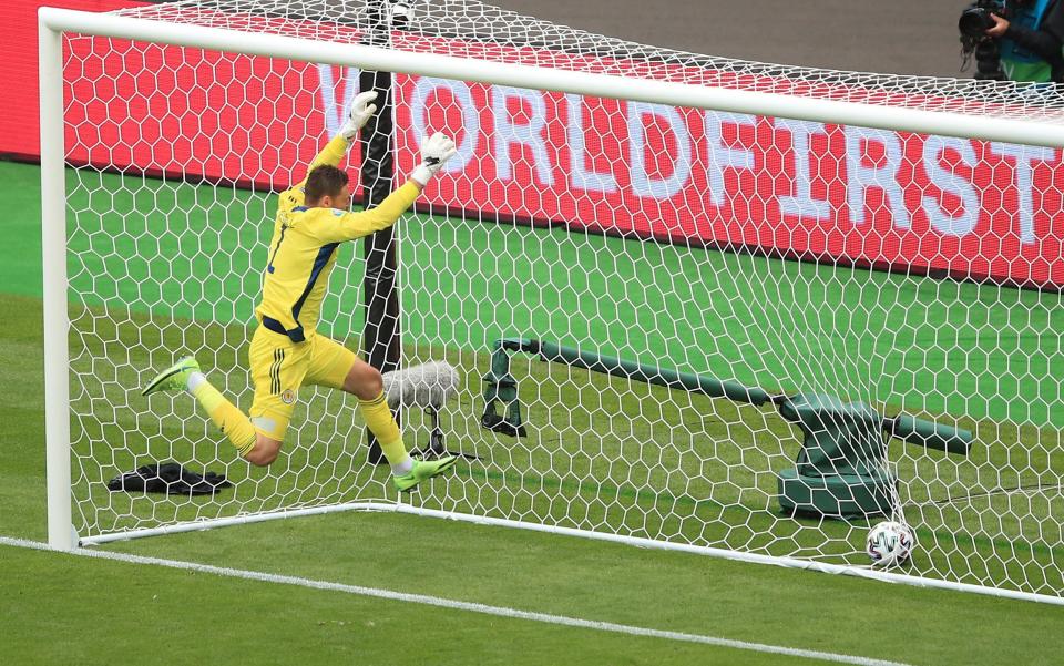 David Marshall of Scotland fails to save as Patrik Schick of Czech Republic scores - Marc Atkins/Getty Images