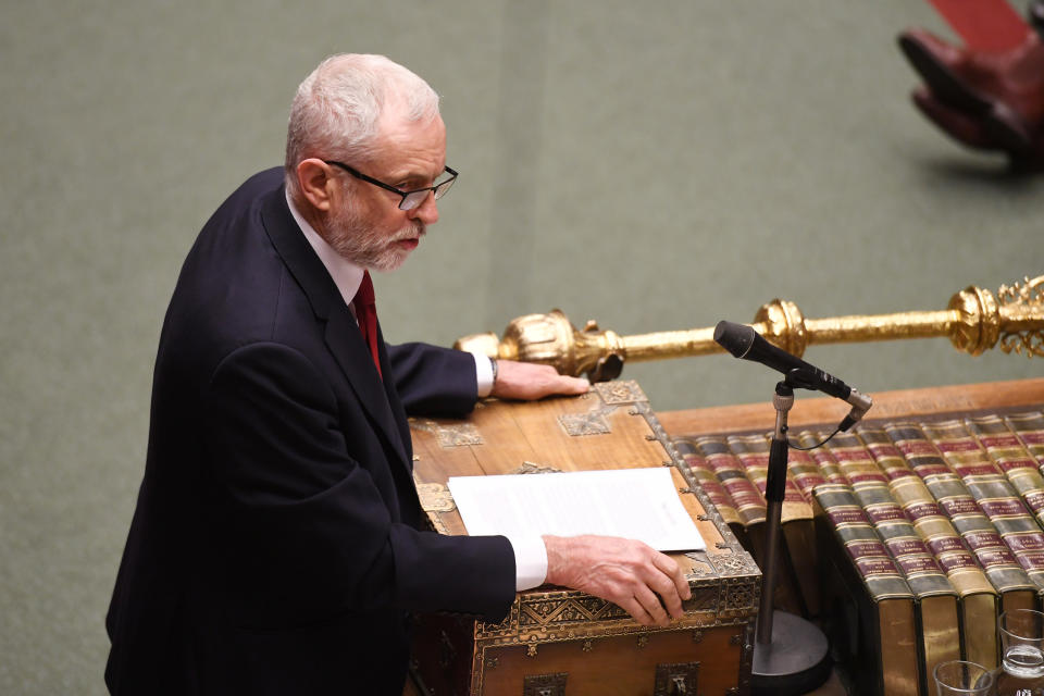 Britain's Labour Party Leader Jeremy Corbyn speaks during Prime Minister's Questions session in the House of Commons, in London, Britain January 8, 2020. ©UK Parliament/Jessica Taylor/Handout via REUTERS THIS IMAGE HAS BEEN SUPPLIED BY A THIRD PARTY.