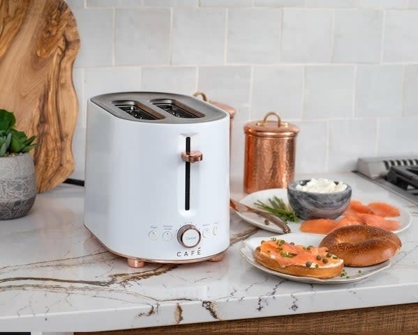 white toaster on kitchen countertop