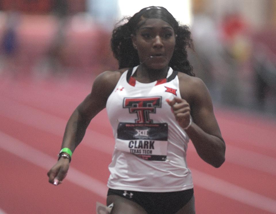 Serena Clark anchored a Texas Tech women's 400-meter relay team that ranks No. 1 in the Big 12 going into the conference outdoor track and field championships Thursday, Friday and Saturday in Waco.