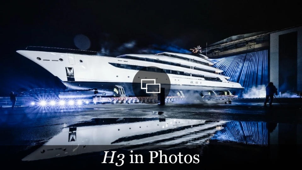 The 345-foot Oceanco 'H3' is emerging after a three-year refit as a brand-new yacht. 