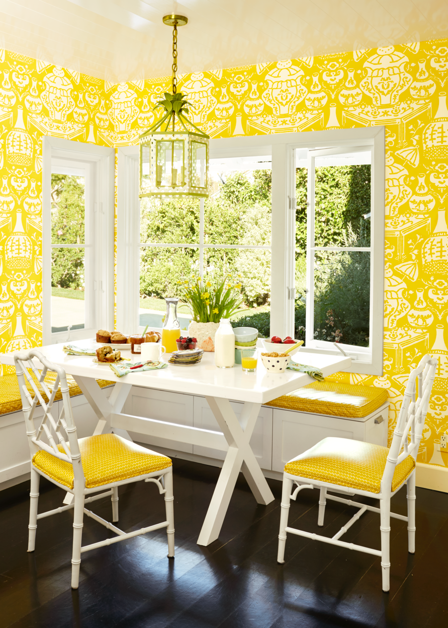 <p>One way to ensure a bright start to the day? Deck your breakfast room out in a mood-boosting shade of yellow, like Ewart did in the same <a href="https://www.housebeautiful.com/design-inspiration/house-tours/g2314/krista-ewart-california-house/" rel="nofollow noopener" target="_blank" data-ylk="slk:Westchester home;elm:context_link;itc:0;sec:content-canvas" class="link ">Westchester home</a>.</p>