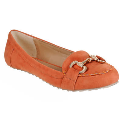 Orange suede buckle loafer by BHS: Flat Shoes for the Weekend