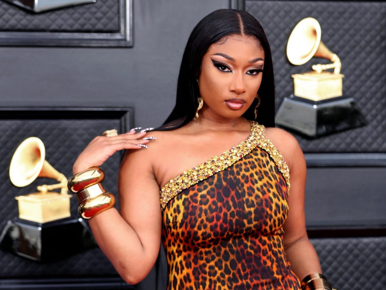 Megan Thee Stallion at the Grammys on April 3, 2022.