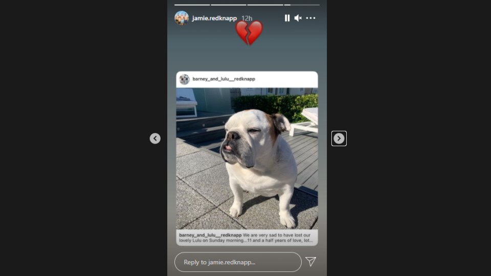 Screengrab from Jamie Redknapp's Instagram