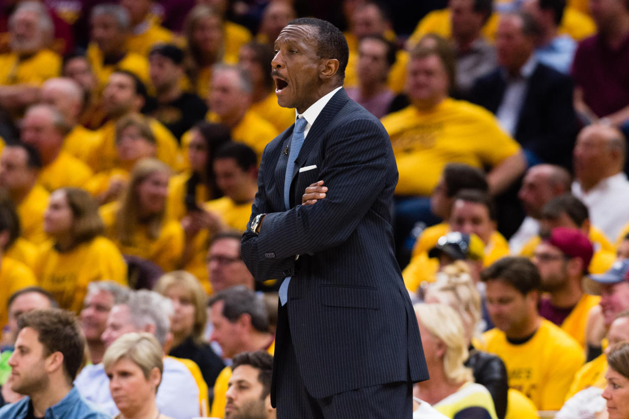 Dwane Casey may wind up taking the fall for the Raptors’ third straight postseason exit at the hands of LeBron James and the Cavaliers. (Getty)