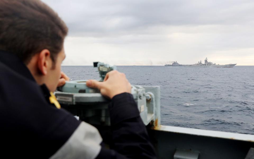  Royal Navy lookout onboard HMS Richmond, a Type 23 Duke Class frigate, observing a Russian task group during transit through the North Sea - Credit: Dez Wade/Ministry of Defence