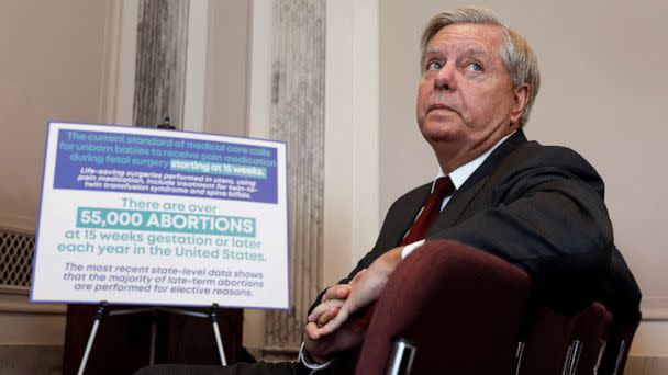 PHOTO: Senator Lindsey Graham unveils a nationwide abortion bill with new abortion restrictions, during a news conference on Capitol Hill in Washington, Sept., 13, 2022.  (Evelyn Hockstein/Reuters)