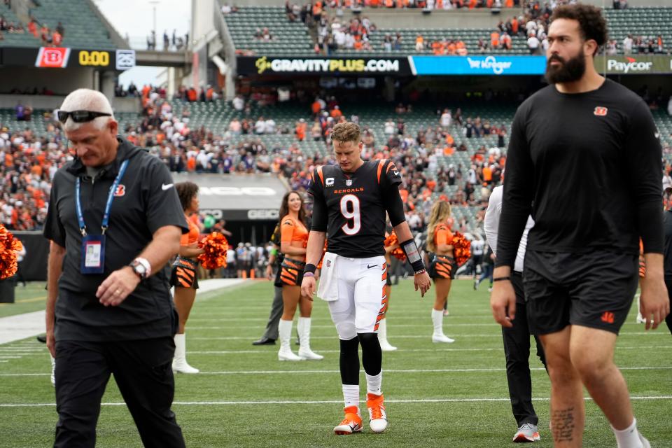 The ability for the Bengals to  turn around this 0-2 start is in question, thanks in large part to the condition of Joe Burrow's injured calf. Burrow said he tweaked the calf in Sunday's game.