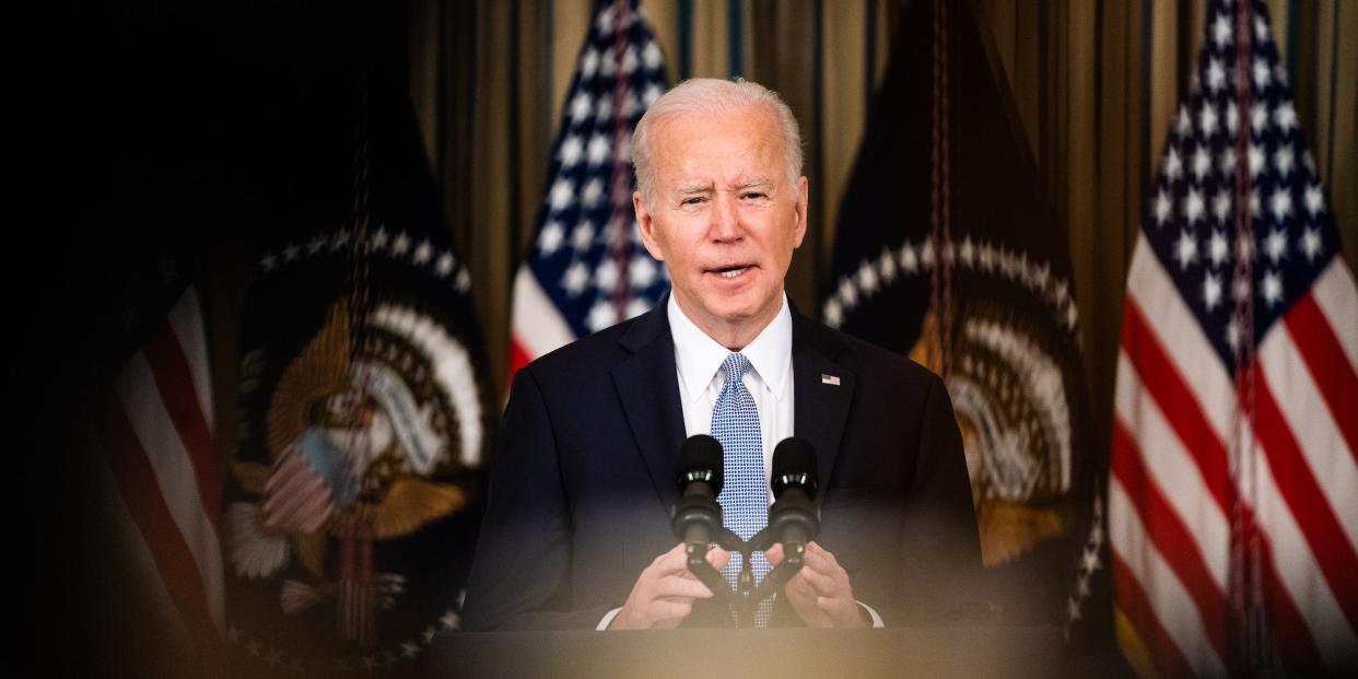 President Joe Biden delivers remarks at the The White House on April 1, 2022.