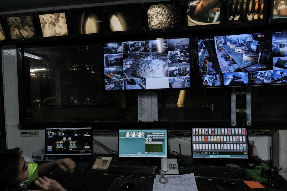 Surveillance cameras monitor the refining process inside Victorias Milling Company Inc. sugar refinery in Victorias City, Negros Occidental, the Philippines, on Thursday, Oct. 6, 2022. President Ferdinand Marcos Jr.'s new government has been contending with sugar issues which has caused prices to spike. After initially rejecting plans to import, Marcos has ordered sugar purchases from overseas, while directing retailers to cut prices.