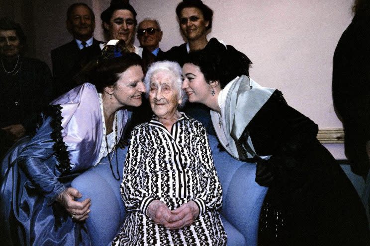 Despite turning 117, Emma Morano may still be some way off the previous record, held by France's Jeanne Calment, centre, who lived to be 122 (Picture: AFP)