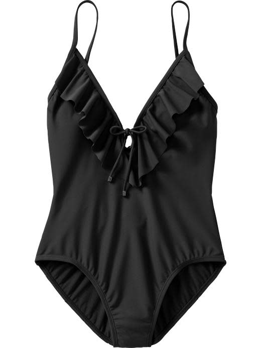 Basic black, not too revealing, very cute, and available in plus-sizes. Wins all around!