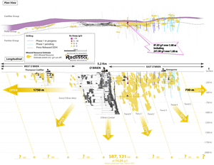 Longitudinal section looking north – O’Brien gold project