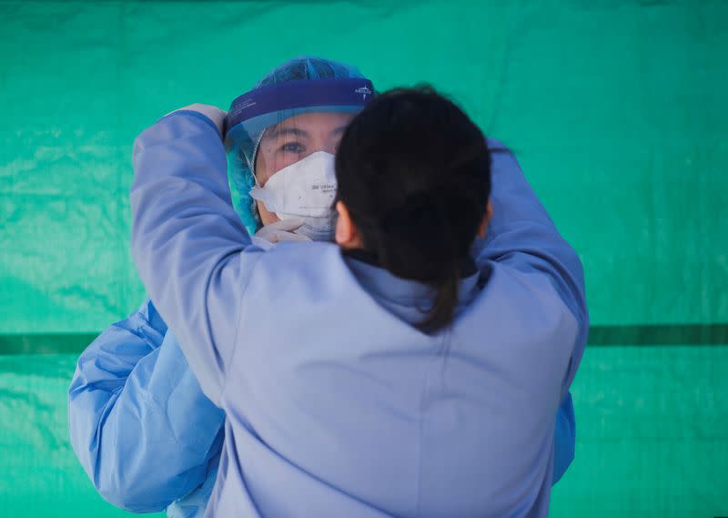 A coronavirus testing site outside International Community Health Services during the coronavirus disease (COVID-19) outbreak in Seattle