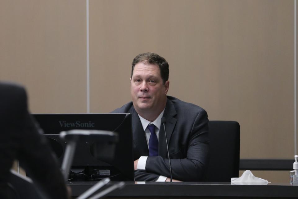 Political analyst Sean Trende testifies during the second day of a trial in which New Mexico Democrats were accused of illegal gerrymandering, Sept. 28, 2023 in Lea County District Court.