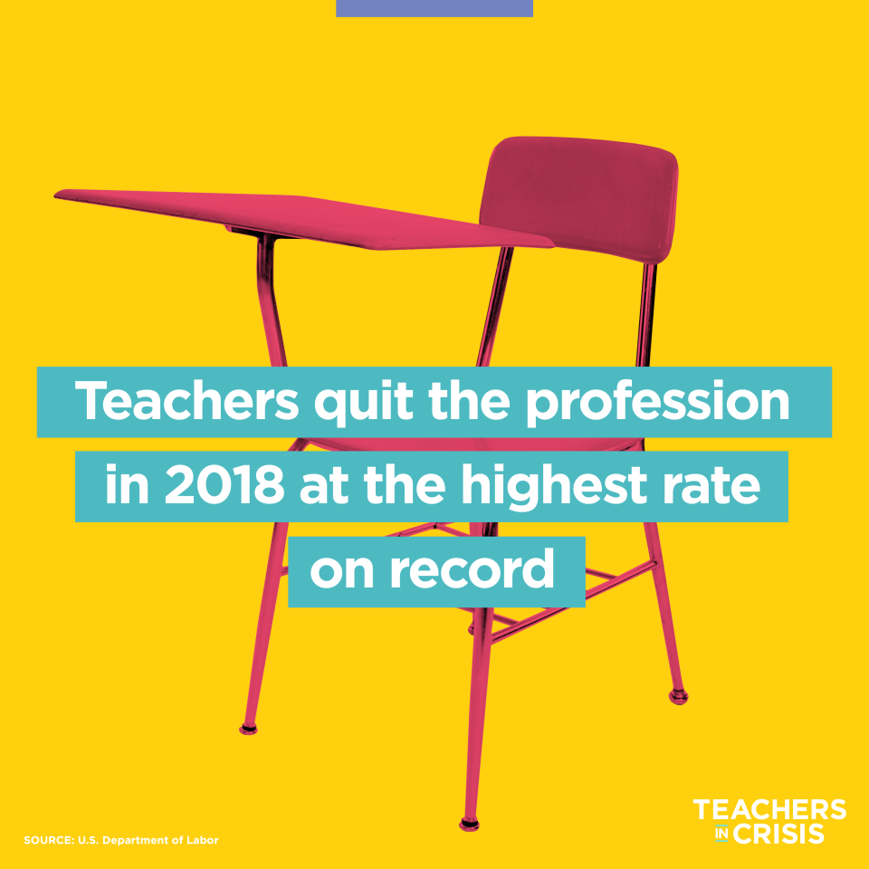 According to a report by the U.S. Department of Labor, teachers left the profession in 2018 in numbers never seen before. (Photo illustration: Quinn Lemmers/Yahoo Lifestyle)