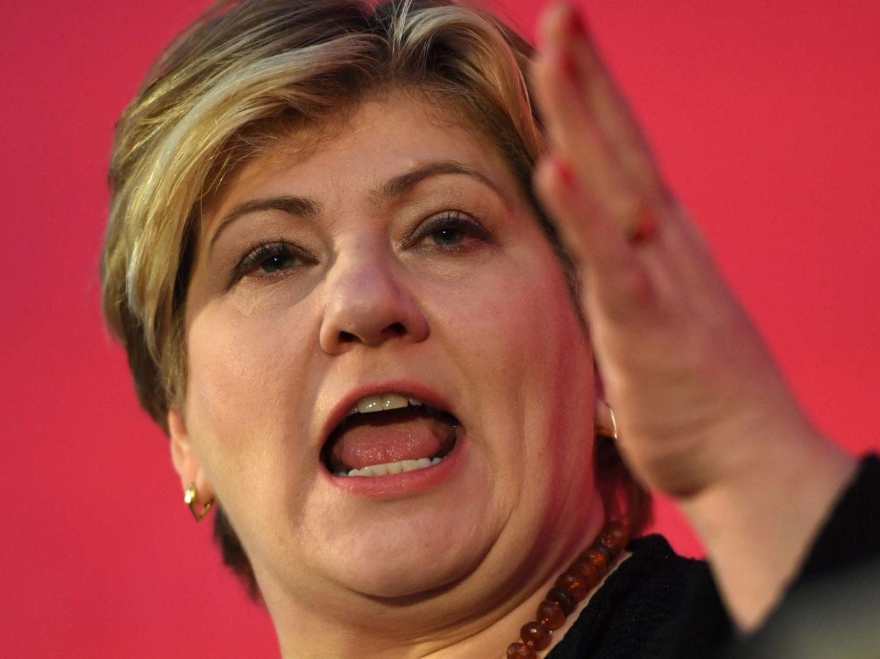 Labour MP Emily Thornberry takes part in the party leadership hustings at Ashton Gate Stadium in Bristol: Getty Images