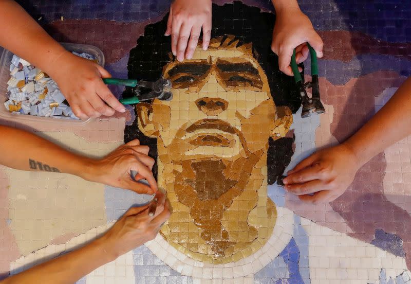 FILE PHOTO: Maradona's fans remember the idol with a colorful memorial in Buenos Aires