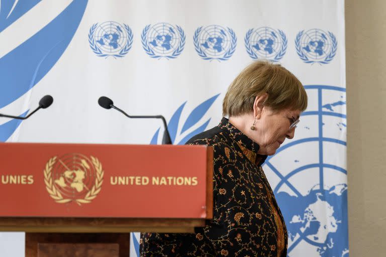 Michelle Bachelet, en Ginebra. (Photo by Fabrice COFFRINI / AFP)