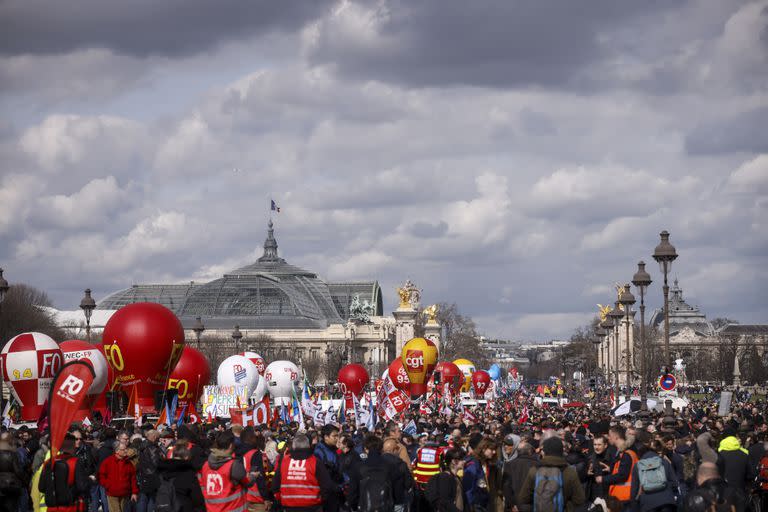 Manifestación por la reforma de pensiones en París, Francia, el 15 de marzo de 2023. 