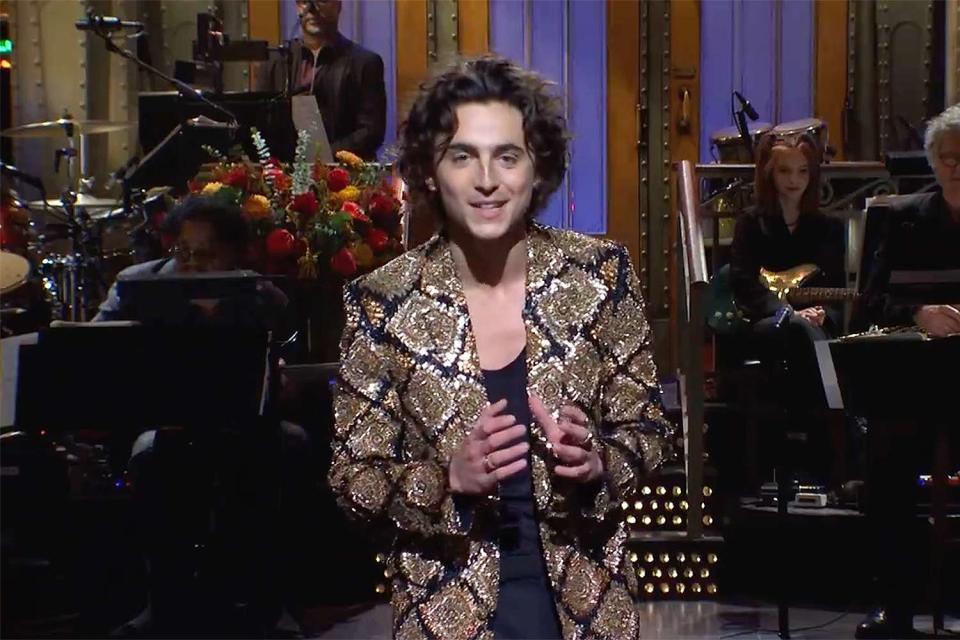 <p>NBCSNL/X</p> Timothee Chalamet hosts SNL 