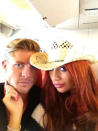 Celebrity photos: Amy Childs and her new boyfriend, David Peters have been spending a lot of time looking very loved up lately. And now they’ve taken their romance to the next level by jetting off on their first holiday together. Amy tweeted this photo of the pair on the way to the airport.