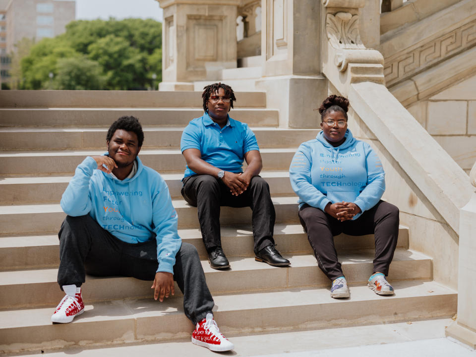 Christian Randle, Raymond Miller and Ov'Var'Shia Gray-Woods faced educational challenges in the foster care system. Now they're advocating for change. (Ali Lapetina for NBC News)