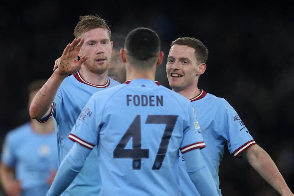 Kevin De Bruyne capped off his own fine performance with a wonderful goal in stoppage time (Action Images via Reuters)