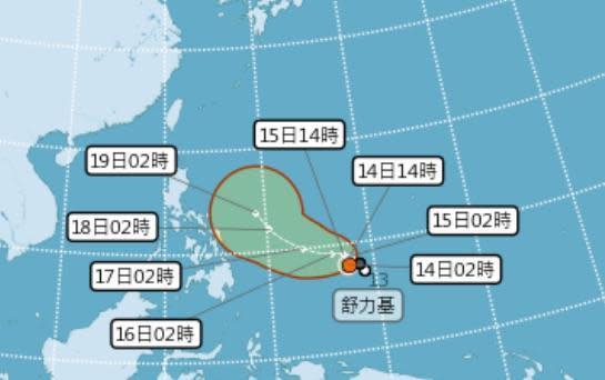 今年第2號輕度颱風「舒力基」生成。（翻攝自氣象局官網）