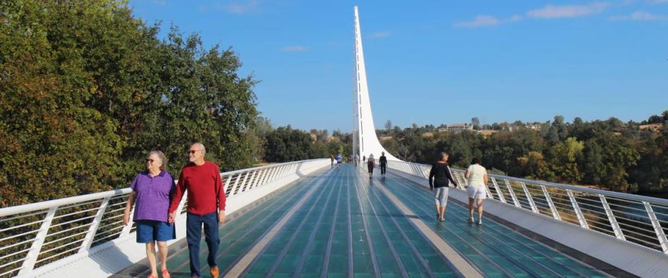 REDDING, CALIFORNIA - OCTOBER 8 2012: Sundial Bridge at Turtle Bay in Redding, California.