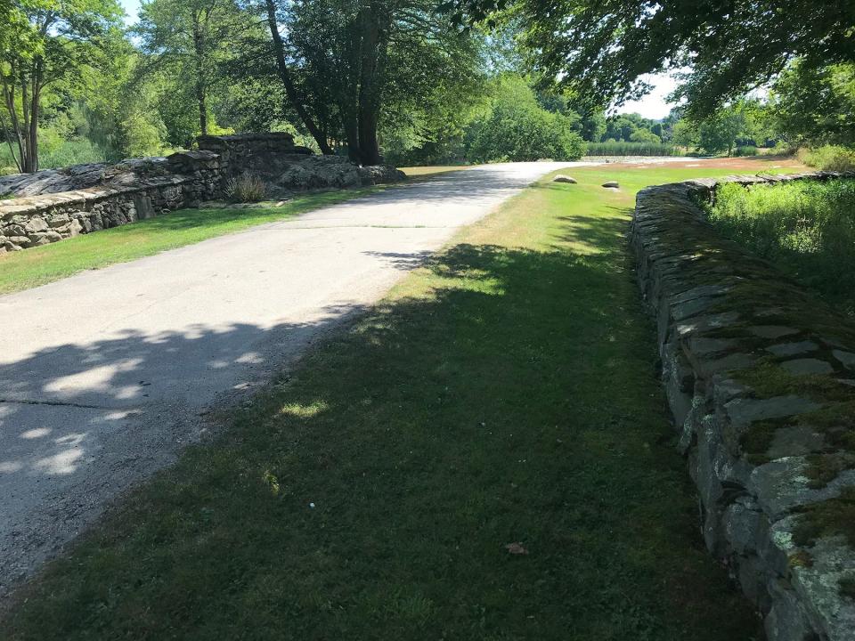 Many of the paved roads at Mount Hope Farm are lined with stone walls. 