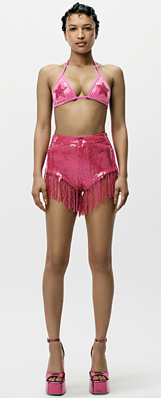 adidas x IVY PARK, Shorts, Adidas X Ivy Park Pink Sequin Shorts With  Fringe