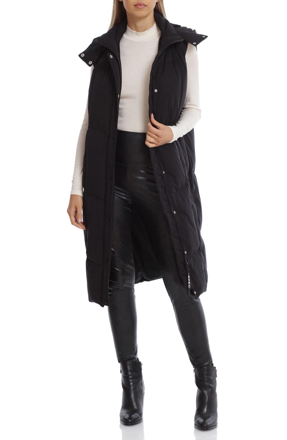 14) Women's Hooded Longline Puffer Vest