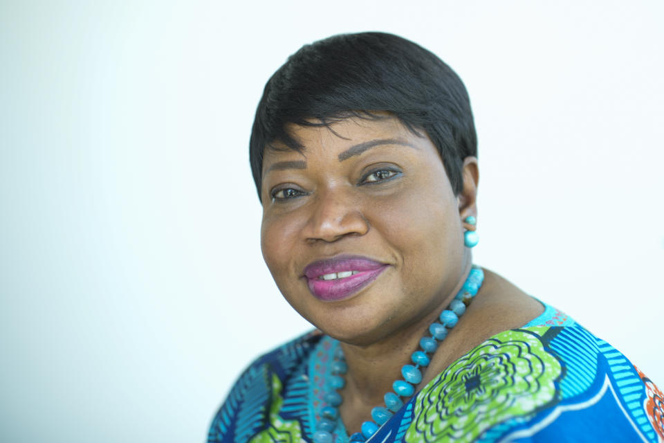 International Criminal Court Prosecutor Fatou Bensouda speaks during an interview with The Associated Press in The Hague, Netherlands, Monday, June 14, 2021. Bensouda discussed her nine years in office leading investigations and prosecutions by the global court as her tenure comes to an end June 15, 2021. (AP Photo/Peter Dejong)