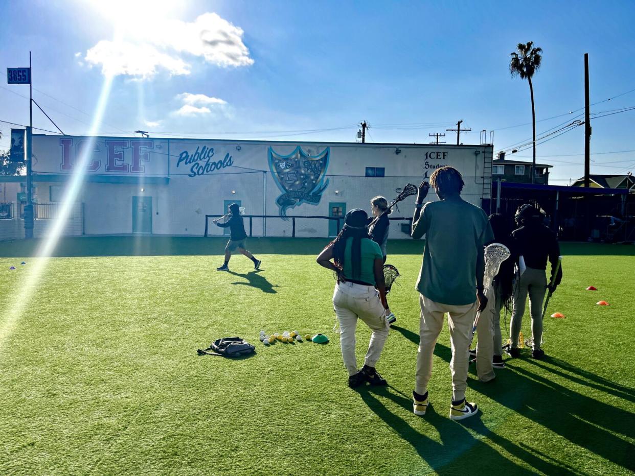 View Park lacrosse players take part in a practice session.