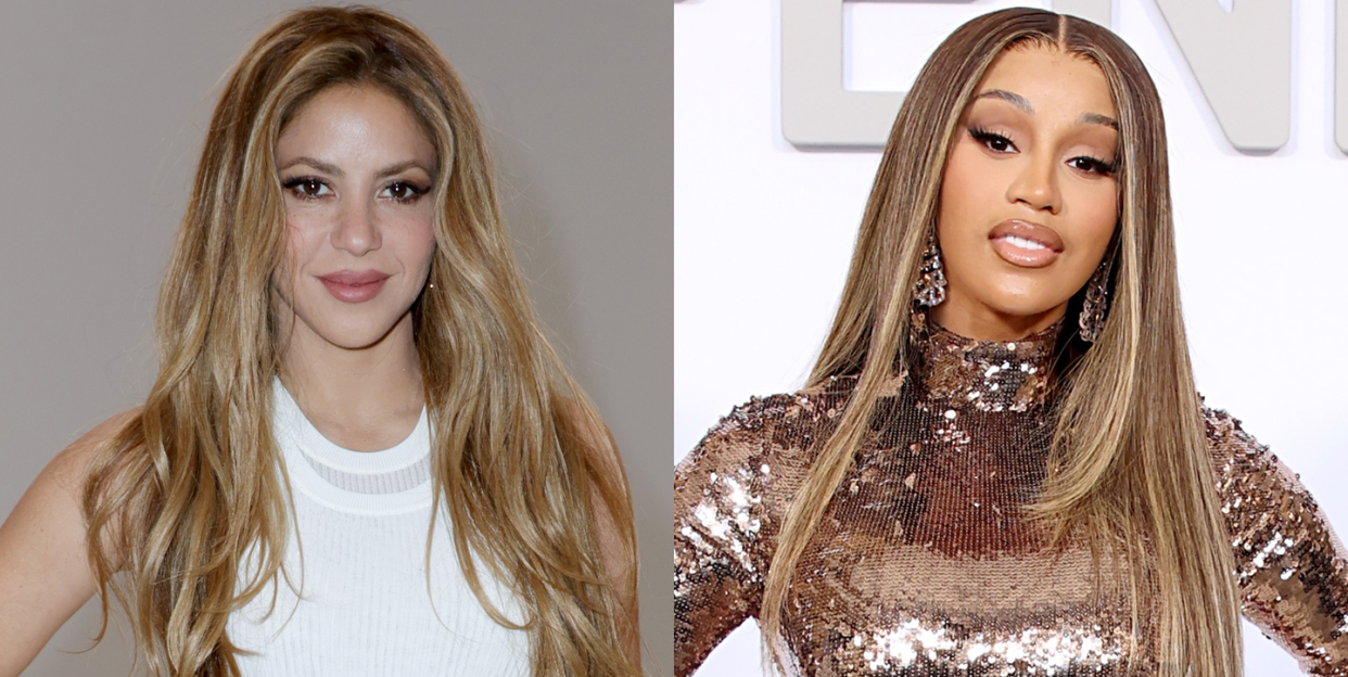 shakira and cardi b wear breastplates in new music video punteria