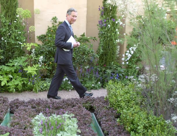 PHOTO: Prince Charles walks in the award-winning Islamic style garden he initiated at the Chelsea Flower Show In Chelsea, London, May 21, 2001. (Tim Graham Photo Library via Getty Images, FILE)