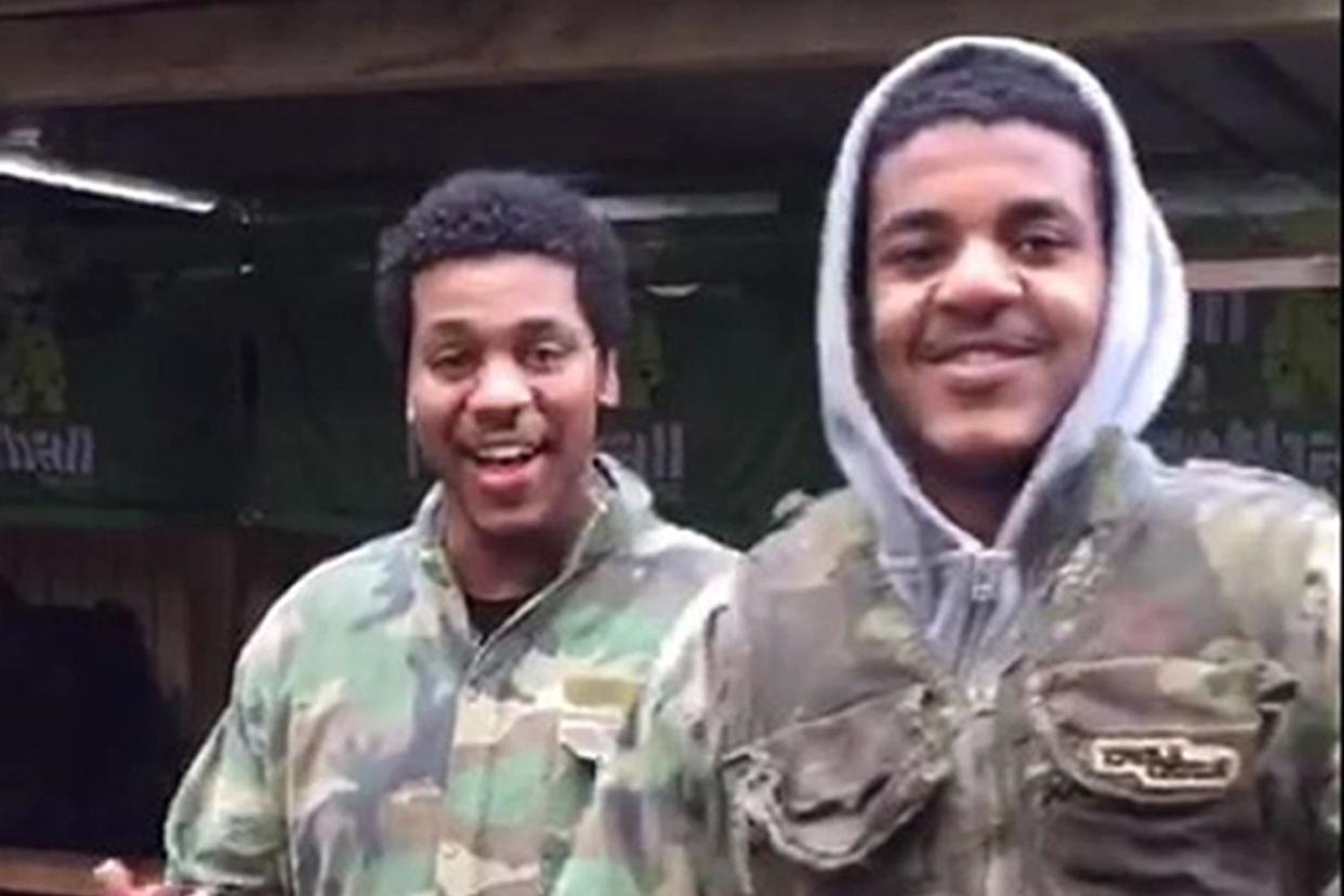 Aspiring Islamist killer Ahmedeltigani Alsyed (left) and his brother Yousif during paintballing session: Metropolitan Police/PA