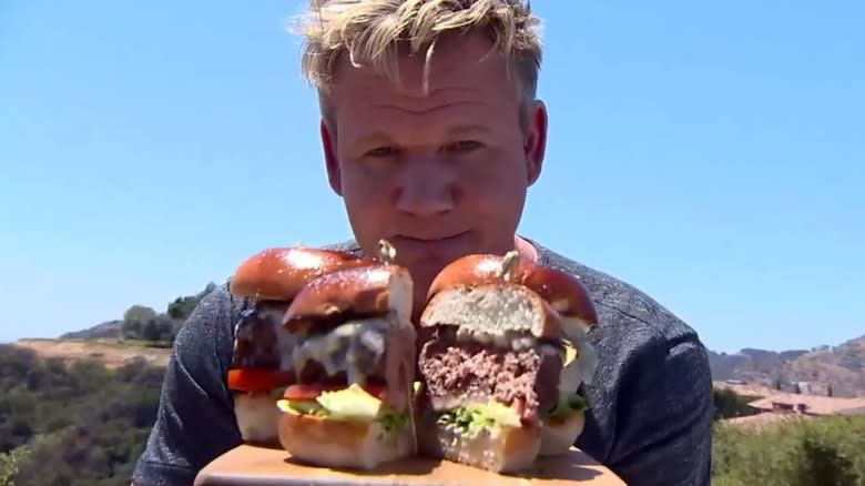 Ramsay making burger on Good Morning America